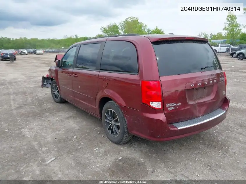 2017 Dodge Grand Caravan Gt VIN: 2C4RDGEG1HR740314 Lot: 42258645