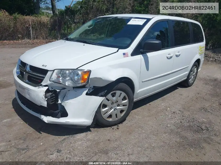 2017 Dodge Grand Caravan Se VIN: 2C4RDGBG2HR822461 Lot: 42673214