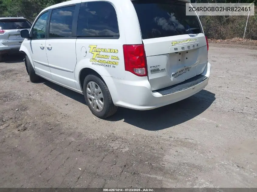 2017 Dodge Grand Caravan Se VIN: 2C4RDGBG2HR822461 Lot: 42673214