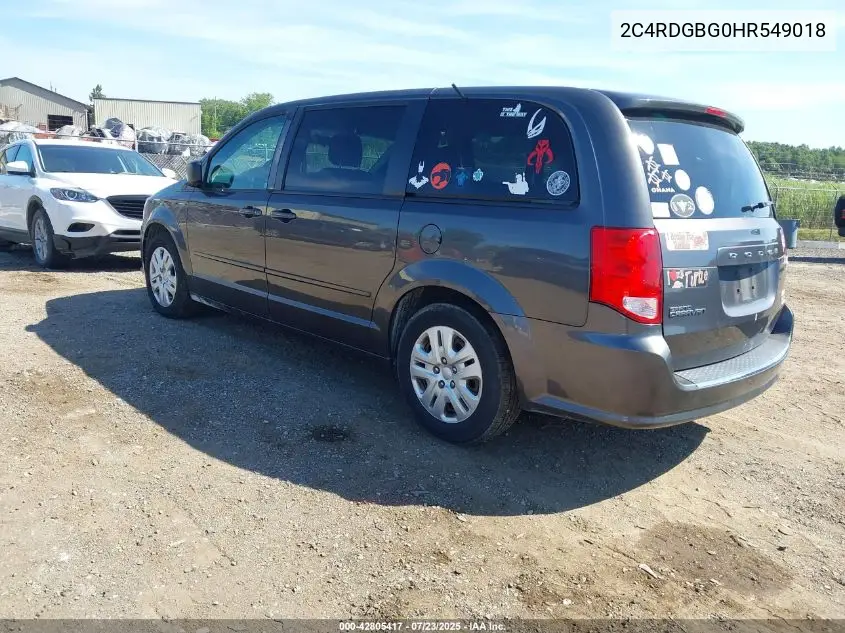 2017 Dodge Grand Caravan Se VIN: 2C4RDGBG0HR549018 Lot: 42805417