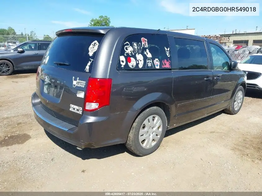 2017 Dodge Grand Caravan Se VIN: 2C4RDGBG0HR549018 Lot: 42805417