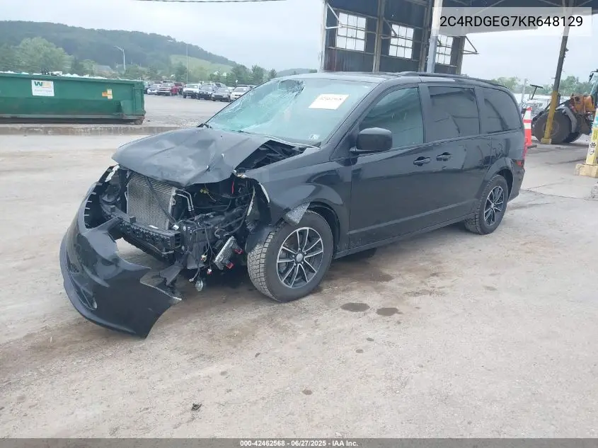 2019 Dodge Grand Caravan Gt VIN: 2C4RDGEG7KR648129 Lot: 42462568
