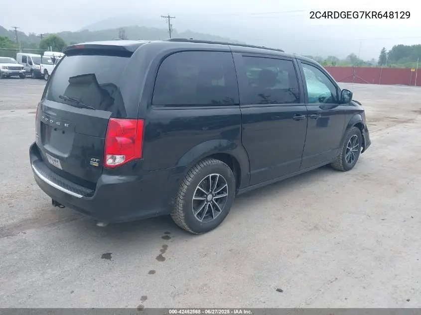 2019 Dodge Grand Caravan Gt VIN: 2C4RDGEG7KR648129 Lot: 42462568