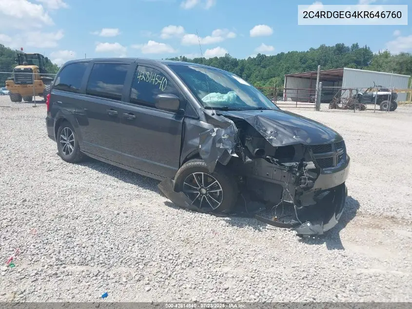 2019 Dodge Grand Caravan Gt VIN: 2C4RDGEG4KR646760 Lot: 42814540