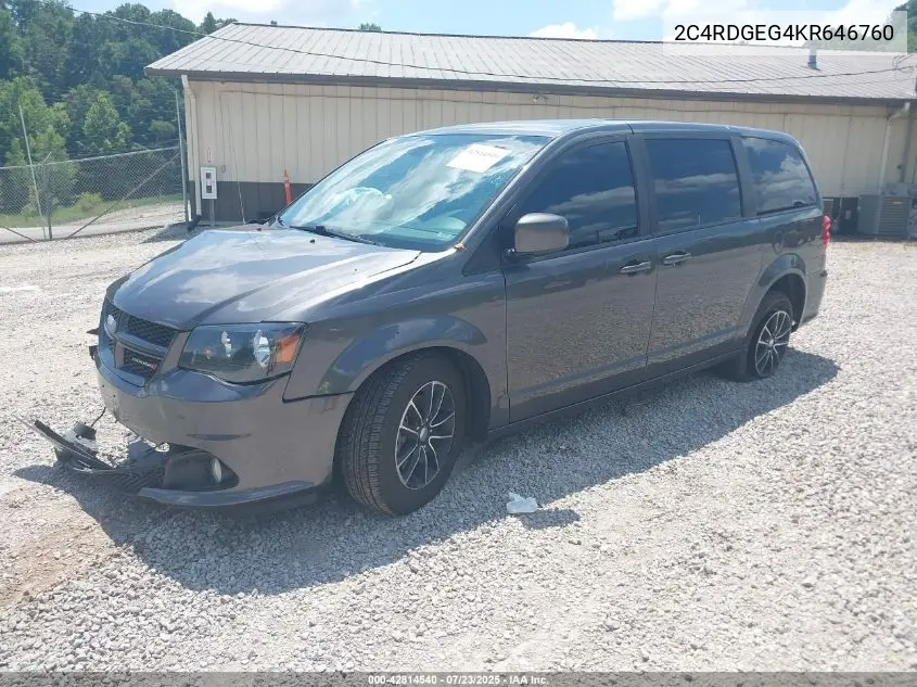 2019 Dodge Grand Caravan Gt VIN: 2C4RDGEG4KR646760 Lot: 42814540