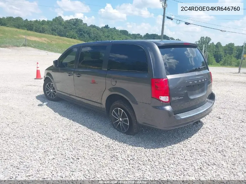 2019 Dodge Grand Caravan Gt VIN: 2C4RDGEG4KR646760 Lot: 42814540