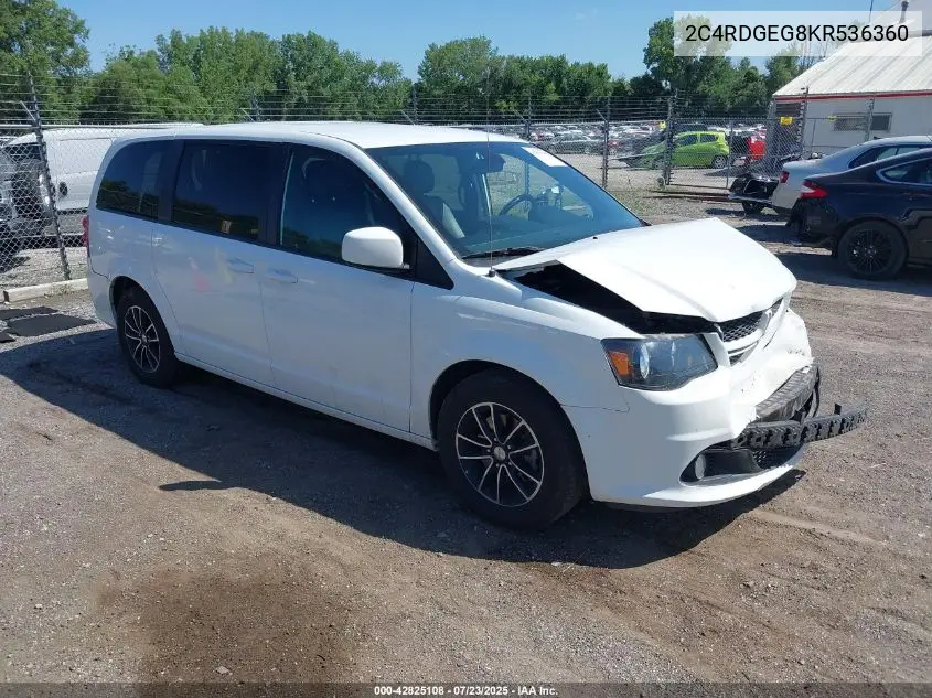 2019 Dodge Grand Caravan Gt VIN: 2C4RDGEG8KR536360 Lot: 42825108