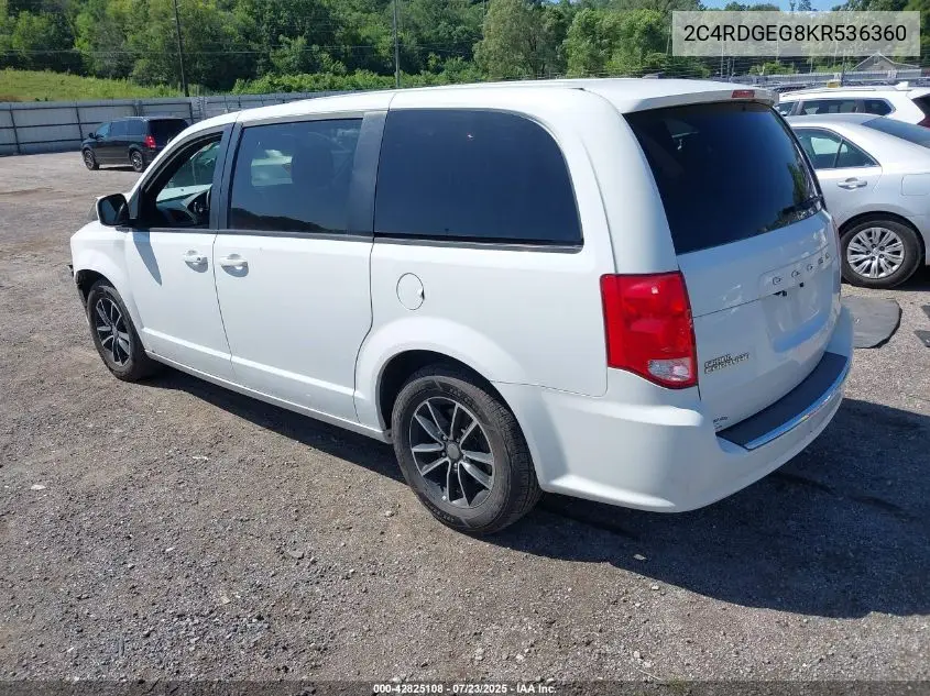 2019 Dodge Grand Caravan Gt VIN: 2C4RDGEG8KR536360 Lot: 42825108
