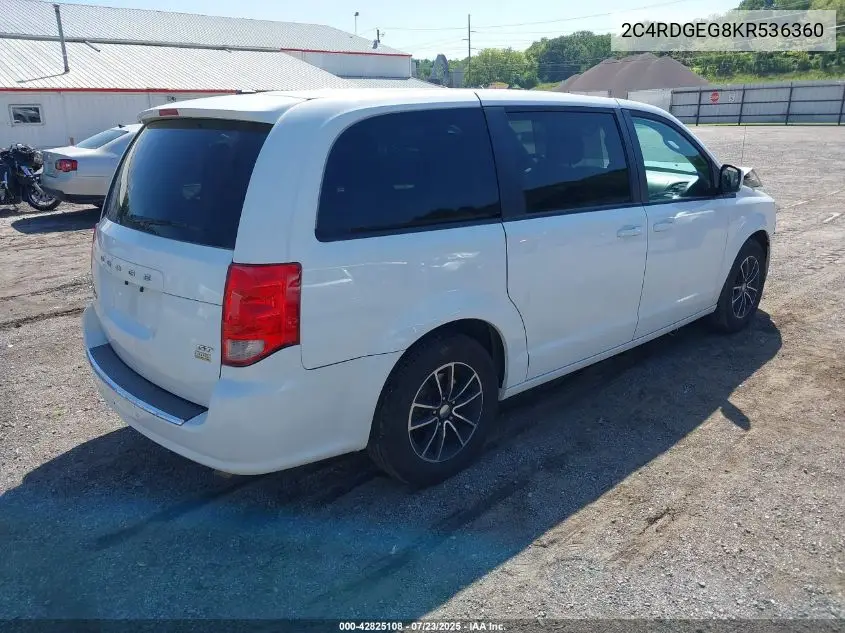 2019 Dodge Grand Caravan Gt VIN: 2C4RDGEG8KR536360 Lot: 42825108