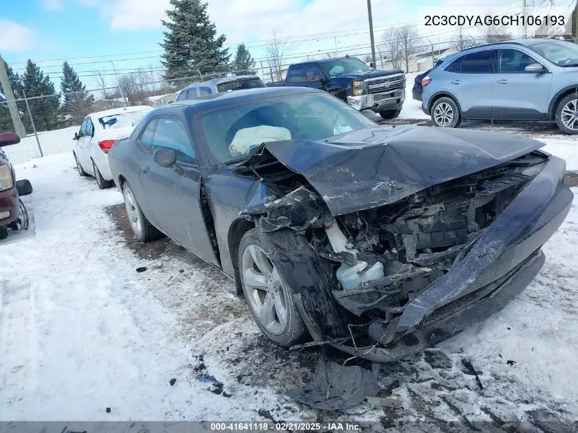 2012 Dodge Challenger Sxt VIN: 2C3CDYAG6CH106193 Lot: 41641118