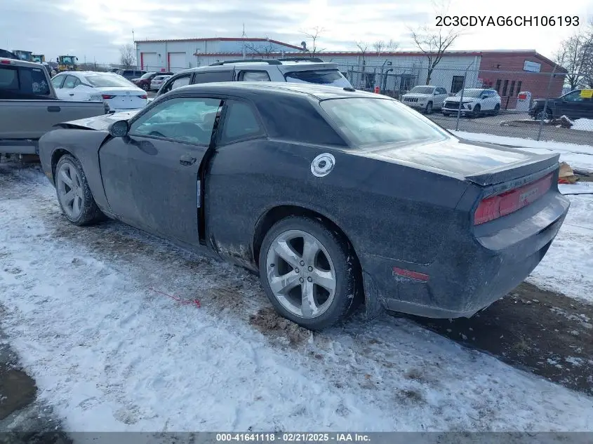 2012 Dodge Challenger Sxt VIN: 2C3CDYAG6CH106193 Lot: 41641118