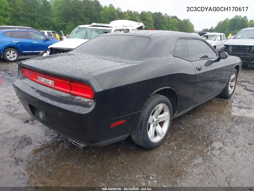 2012 Dodge Challenger Sxt VIN: 2C3CDYAG0CH170617 Lot: 42228105