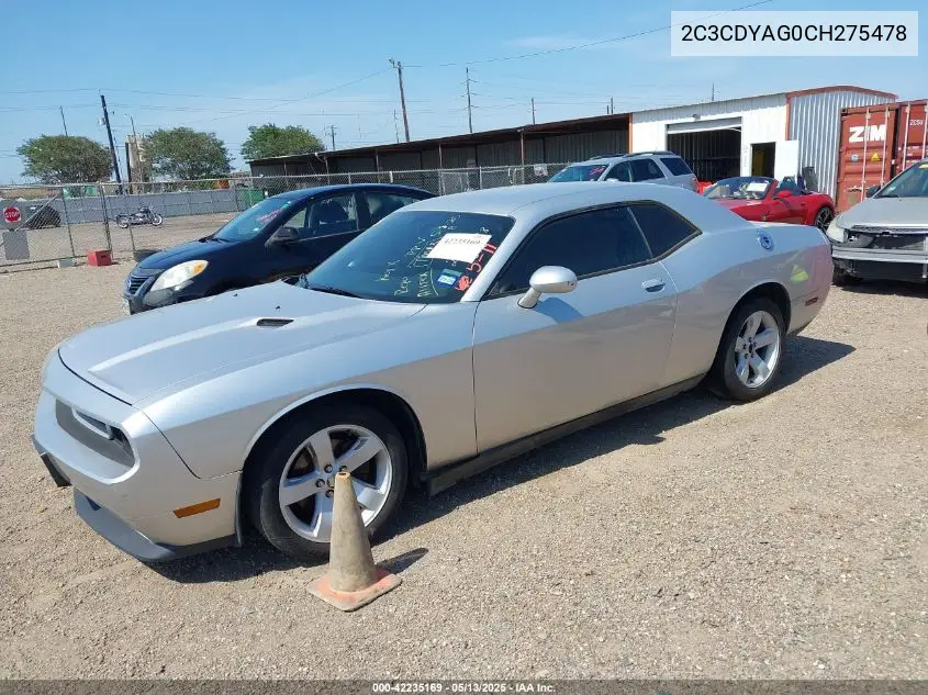 2012 Dodge Challenger Sxt VIN: 2C3CDYAG0CH275478 Lot: 42235169