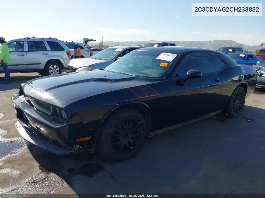 2012 Dodge Challenger Sxt VIN: 2C3CDYAG2CH233832 Lot: 42538543
