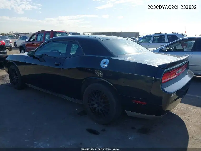 2012 Dodge Challenger Sxt VIN: 2C3CDYAG2CH233832 Lot: 42538543