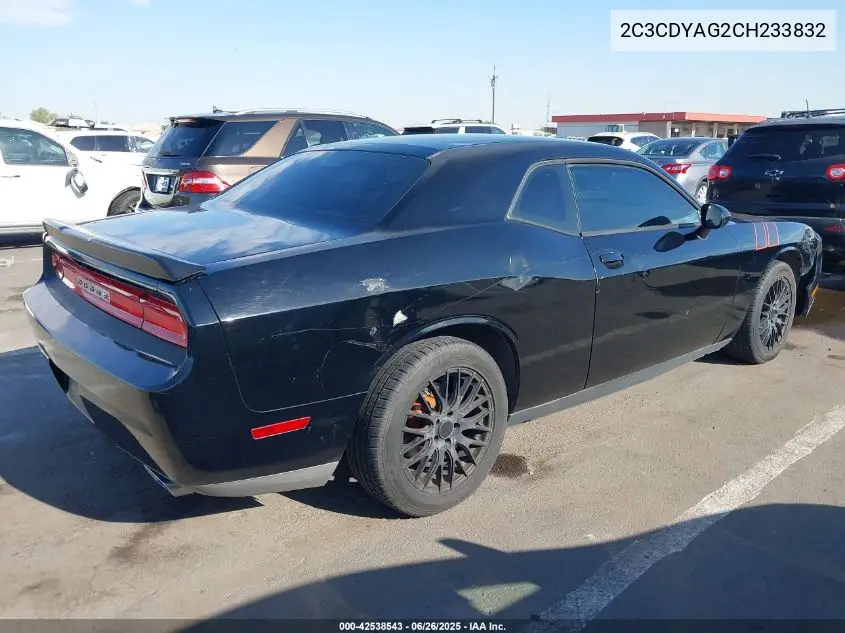 2012 Dodge Challenger Sxt VIN: 2C3CDYAG2CH233832 Lot: 42538543