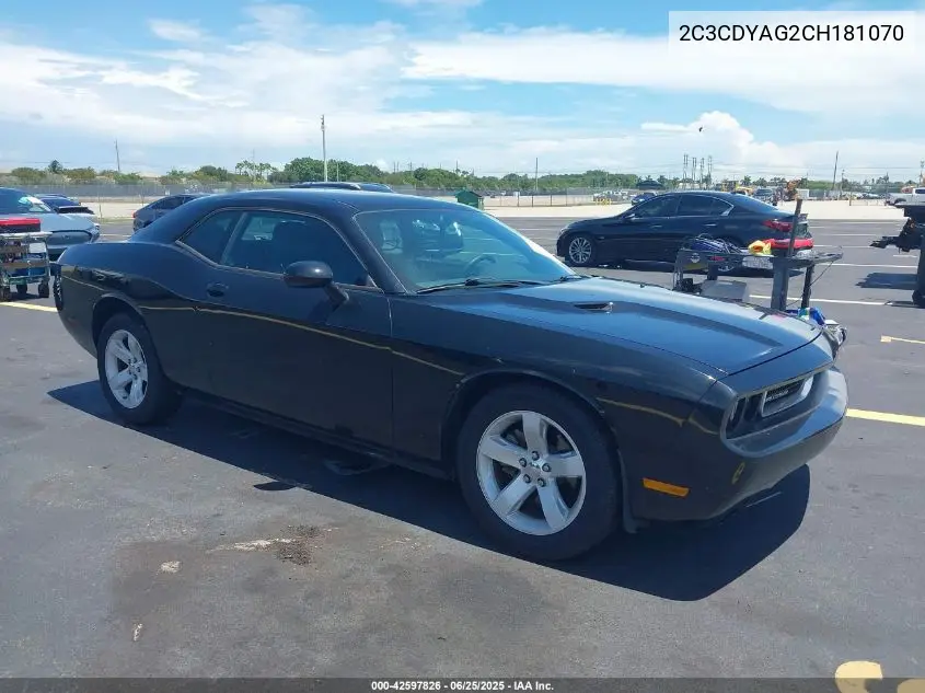 2012 Dodge Challenger Sxt VIN: 2C3CDYAG2CH181070 Lot: 42597826