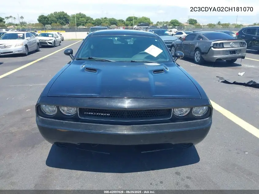2012 Dodge Challenger Sxt VIN: 2C3CDYAG2CH181070 Lot: 42597826