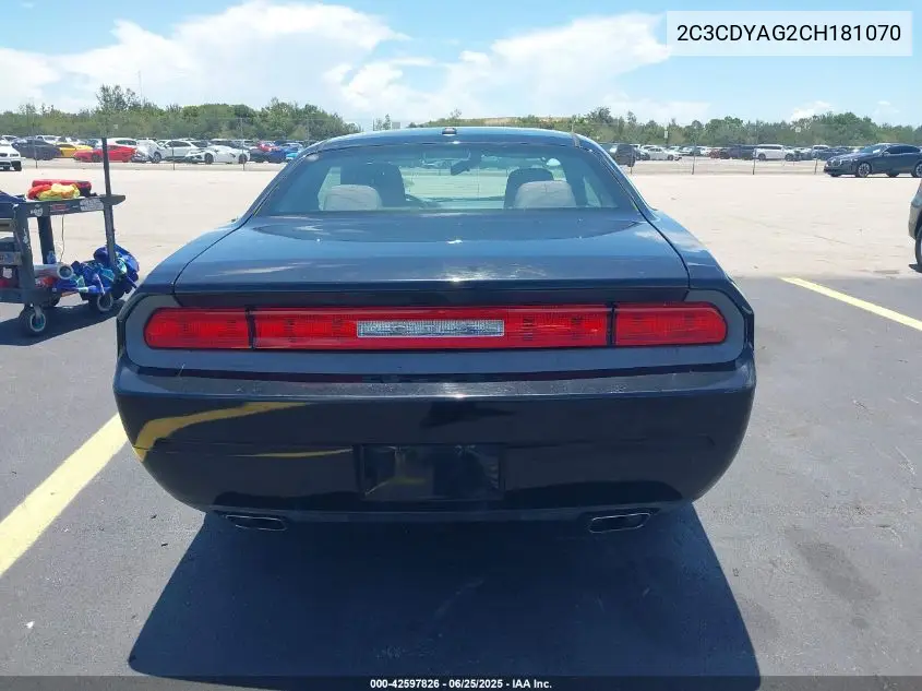 2012 Dodge Challenger Sxt VIN: 2C3CDYAG2CH181070 Lot: 42597826