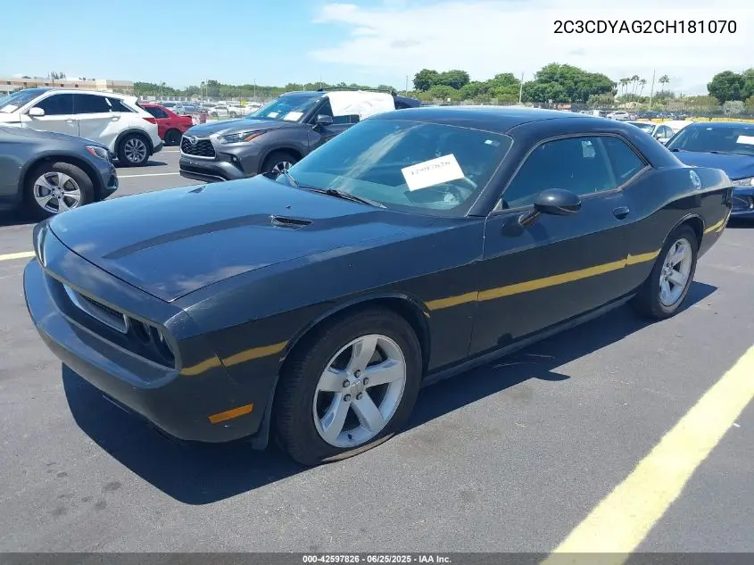 2012 Dodge Challenger Sxt VIN: 2C3CDYAG2CH181070 Lot: 42597826