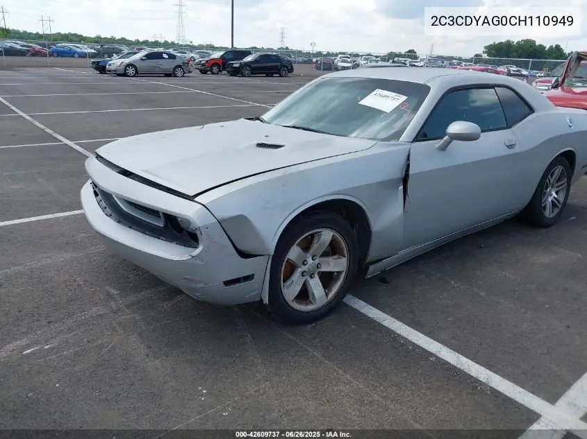 2012 Dodge Challenger Sxt VIN: 2C3CDYAG0CH110949 Lot: 42609737