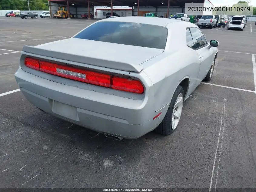 2012 Dodge Challenger Sxt VIN: 2C3CDYAG0CH110949 Lot: 42609737