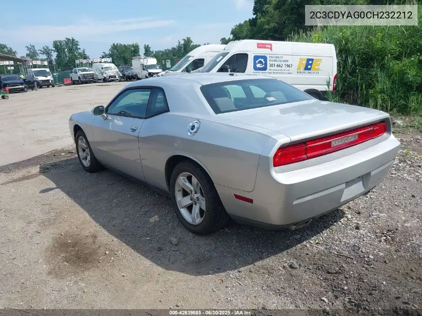 2012 Dodge Challenger Sxt VIN: 2C3CDYAG0CH232212 Lot: 42639885