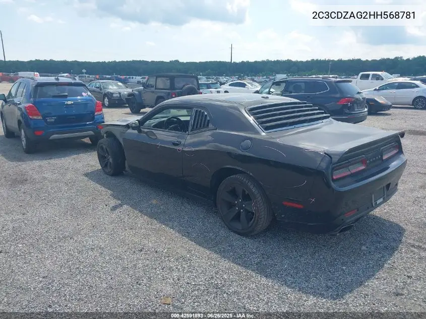 2017 Dodge Challenger Sxt VIN: 2C3CDZAG2HH568781 Lot: 42591893