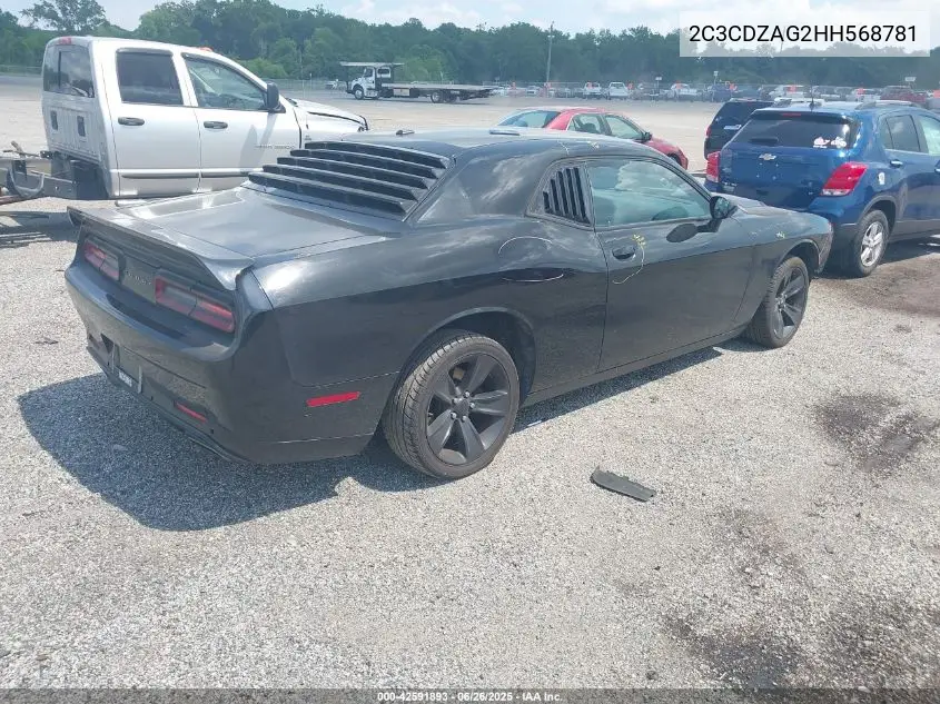 2017 Dodge Challenger Sxt VIN: 2C3CDZAG2HH568781 Lot: 42591893