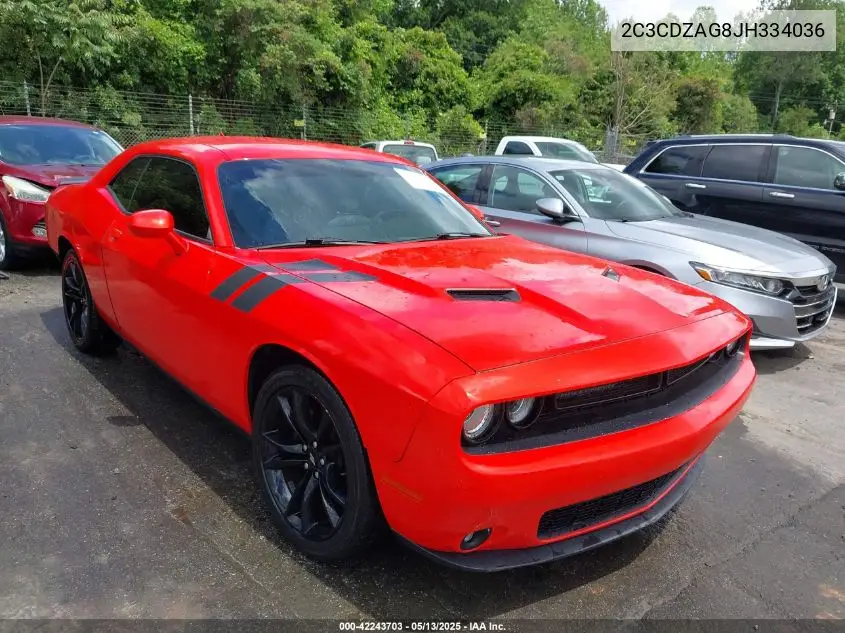 2018 Dodge Challenger Sxt Plus VIN: 2C3CDZAG8JH334036 Lot: 42243703