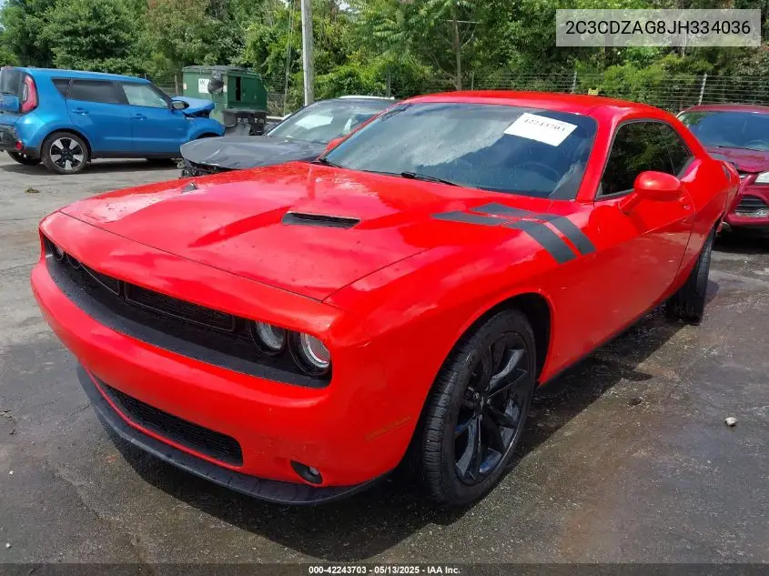 2018 Dodge Challenger Sxt Plus VIN: 2C3CDZAG8JH334036 Lot: 42243703