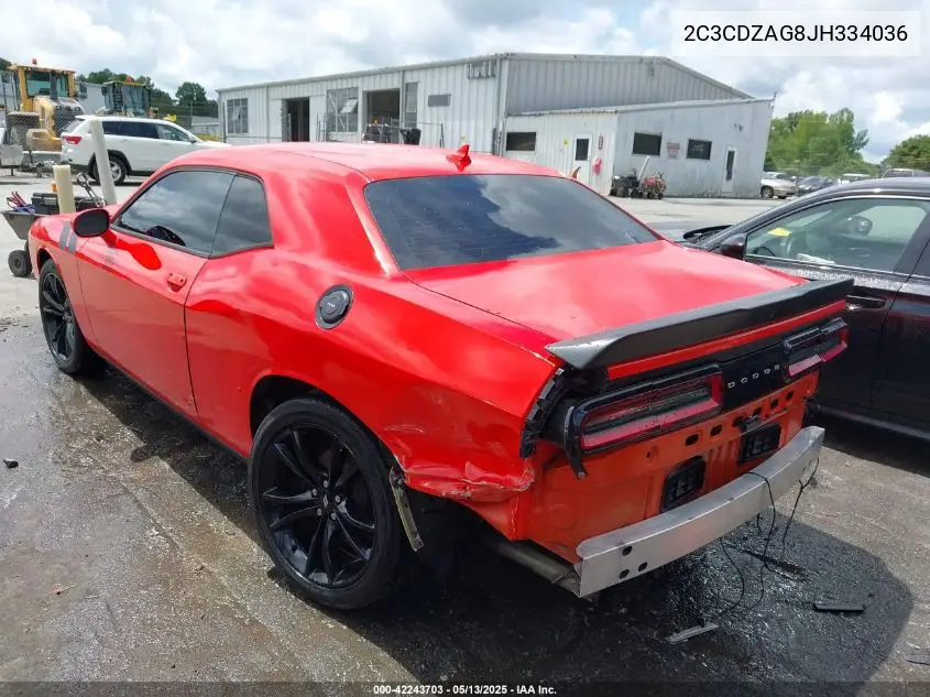 2018 Dodge Challenger Sxt Plus VIN: 2C3CDZAG8JH334036 Lot: 42243703