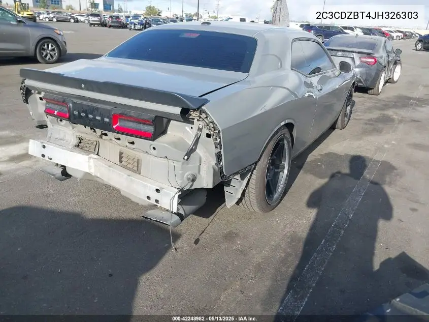2018 Dodge Challenger R/T VIN: 2C3CDZBT4JH326303 Lot: 42248982