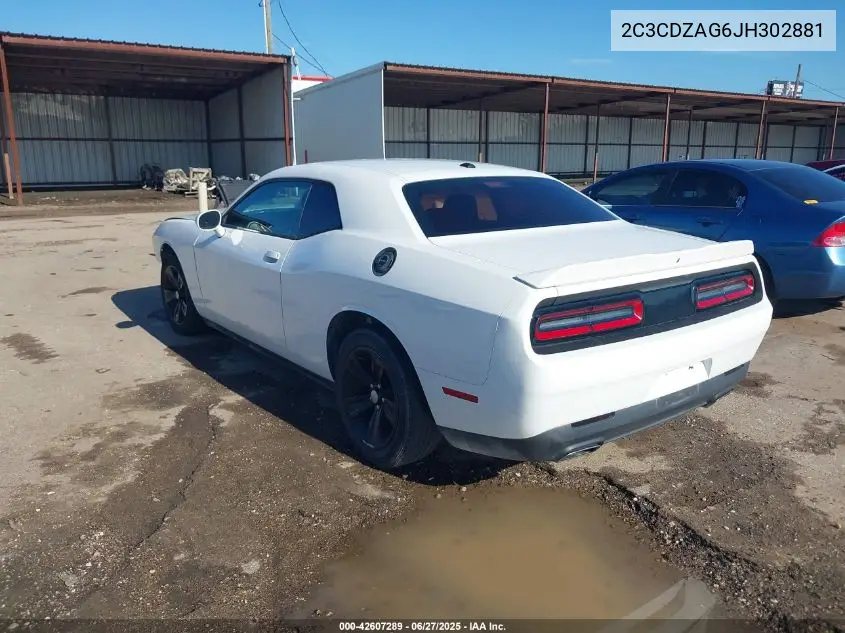 2018 Dodge Challenger Sxt VIN: 2C3CDZAG6JH302881 Lot: 42607289