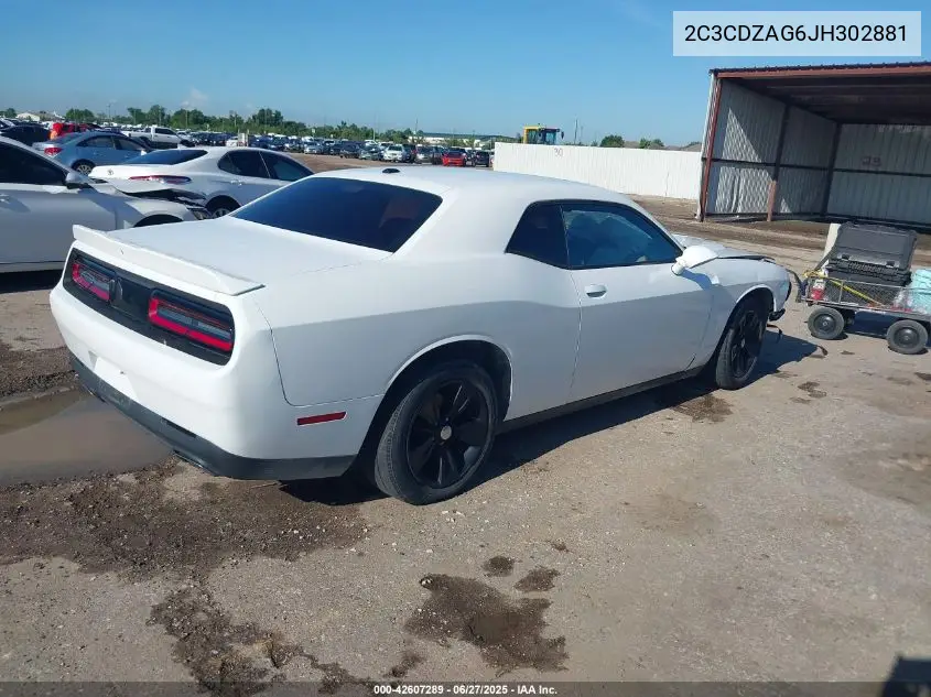 2018 Dodge Challenger Sxt VIN: 2C3CDZAG6JH302881 Lot: 42607289