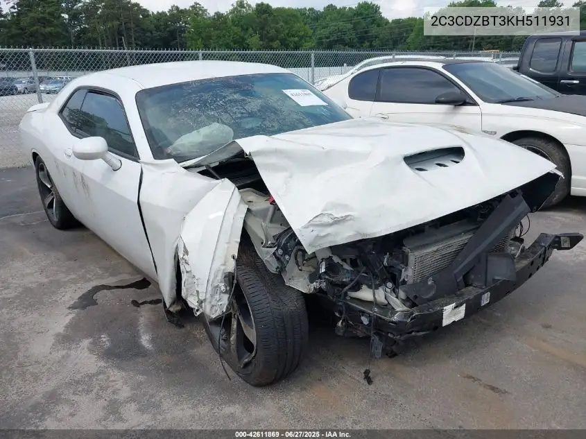 2019 Dodge Challenger R/T VIN: 2C3CDZBT3KH511931 Lot: 42611869