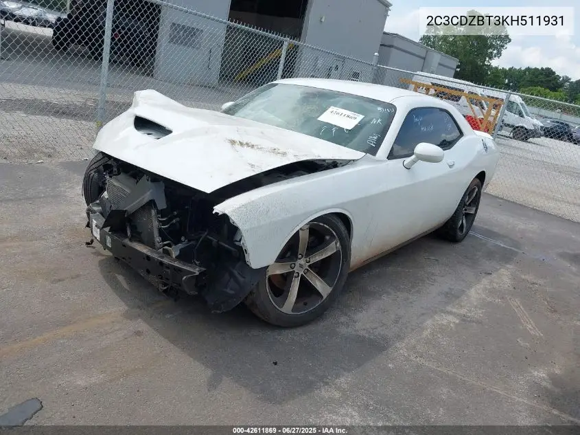 2019 Dodge Challenger R/T VIN: 2C3CDZBT3KH511931 Lot: 42611869