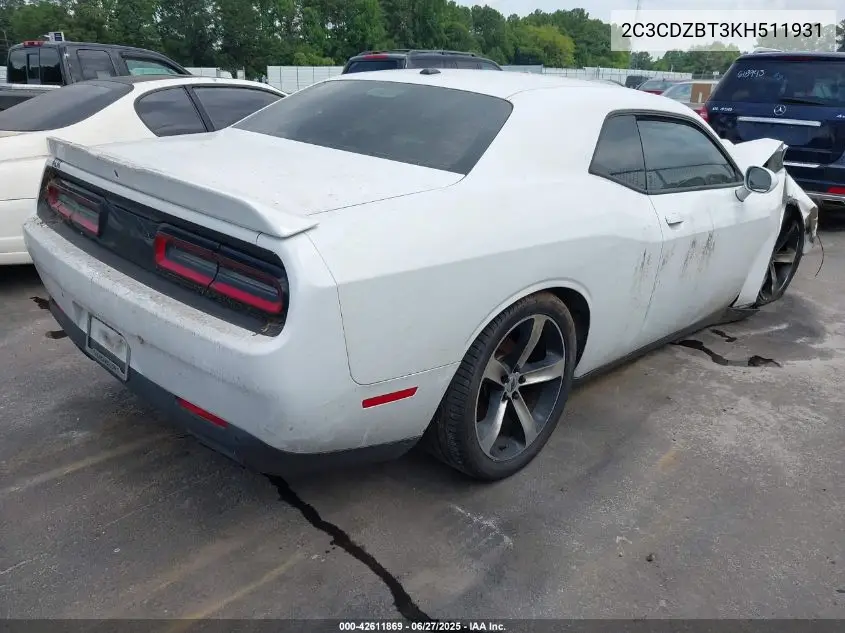 2019 Dodge Challenger R/T VIN: 2C3CDZBT3KH511931 Lot: 42611869