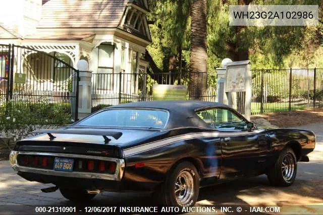 1972 Dodge Charger VIN: WH23G2A102986 Lot: 21310901