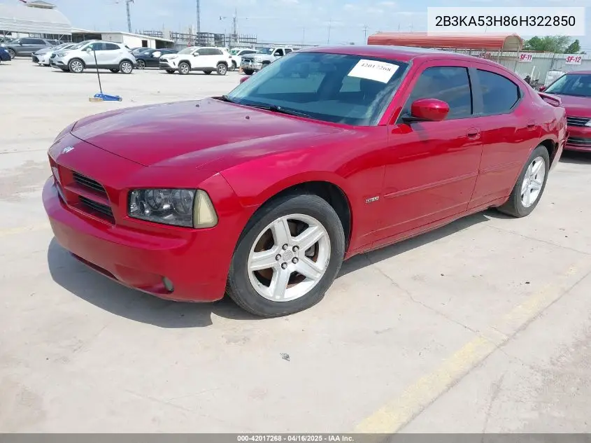 2006 Dodge Charger Rt VIN: 2B3KA53H86H322850 Lot: 42017268