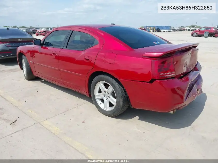 2006 Dodge Charger Rt VIN: 2B3KA53H86H322850 Lot: 42017268