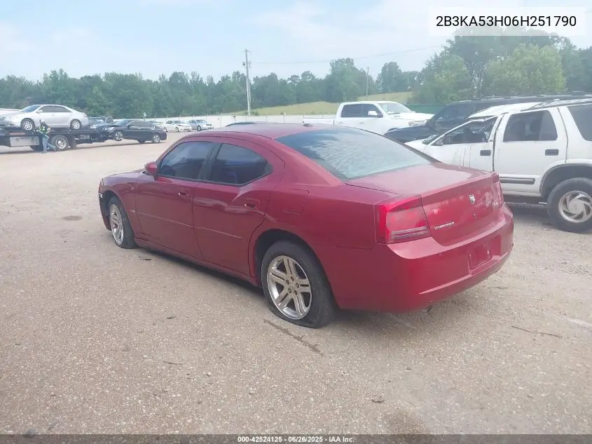 2006 Dodge Charger Rt VIN: 2B3KA53H06H251790 Lot: 42524125