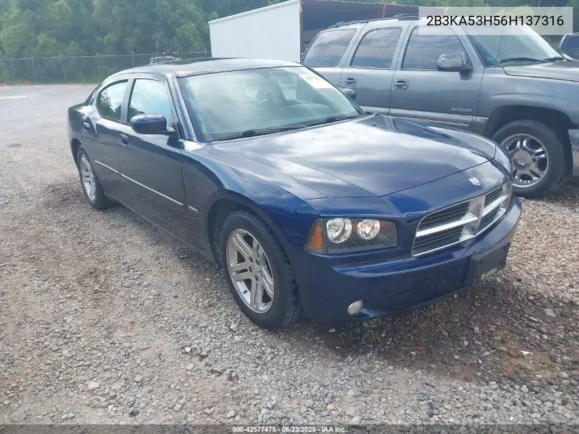 2006 Dodge Charger Rt VIN: 2B3KA53H56H137316 Lot: 42577475