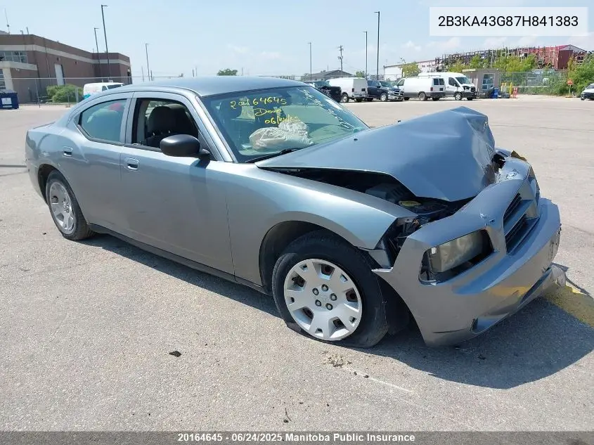 2007 Dodge Charger VIN: 2B3KA43G87H841383 Lot: 20164645
