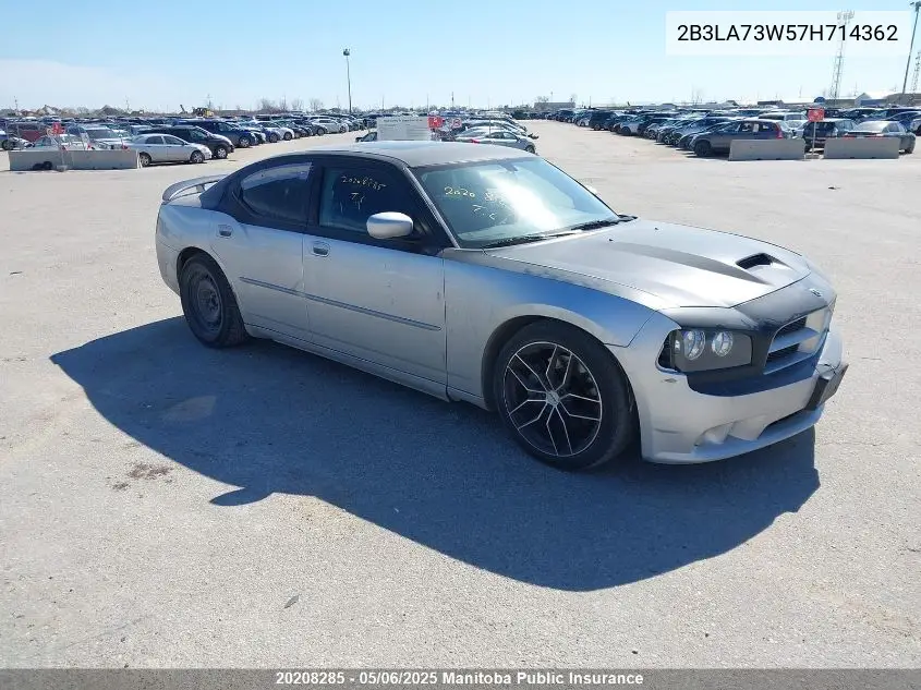2007 Dodge Charger Srt8 VIN: 2B3LA73W57H714362 Lot: 20208285