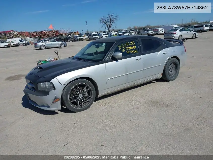 2007 Dodge Charger Srt8 VIN: 2B3LA73W57H714362 Lot: 20208285