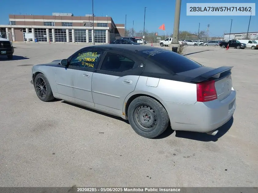 2007 Dodge Charger Srt8 VIN: 2B3LA73W57H714362 Lot: 20208285