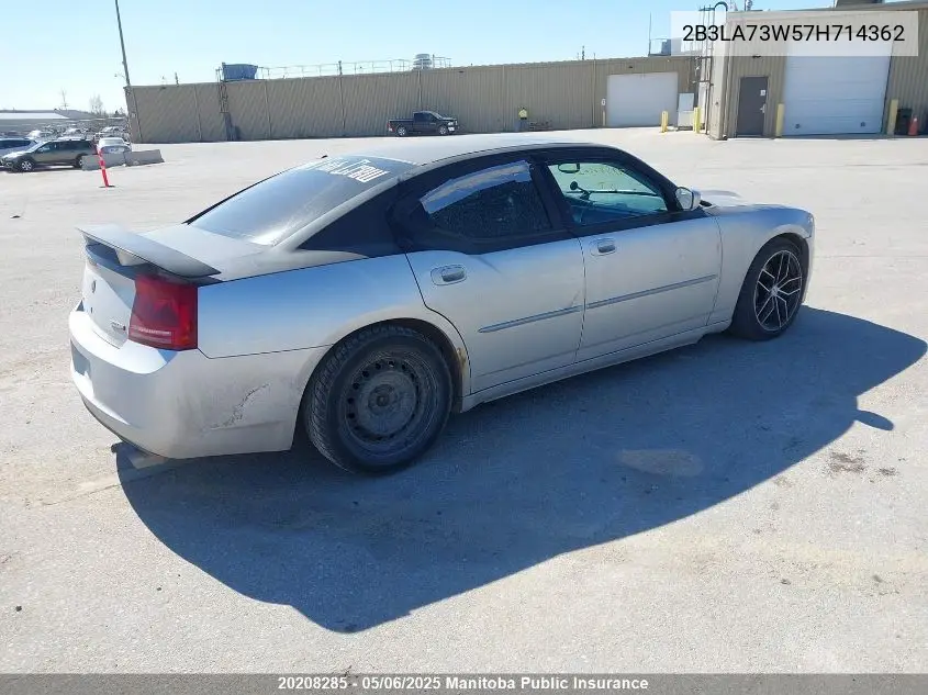 2007 Dodge Charger Srt8 VIN: 2B3LA73W57H714362 Lot: 20208285
