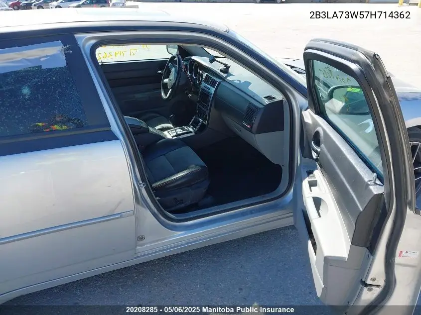 2007 Dodge Charger Srt8 VIN: 2B3LA73W57H714362 Lot: 20208285