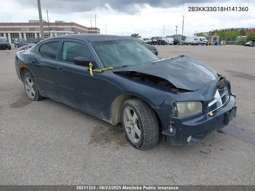 2008 Dodge Charger Sxt VIN: 2B3KK33G18H141360 Lot: 20211323